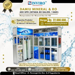 Paket Kombinasi DAMU Mineral dan RO Kapasitas 400 GPD (Setara 80 Galon Hari)