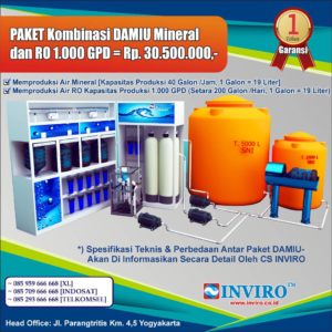 Paket Kombinasi DAMU Mineral dan RO Kapasitas 1.000 GPD